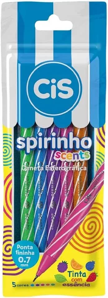 Caneta Esferográfica - CIS Spirinho Scents - Estojo com 5 cores