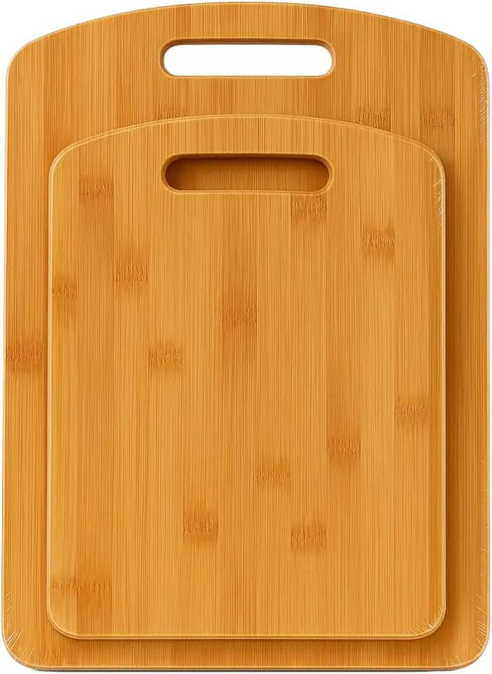Kit 2 Tábuas de Corte em Bambu 33x24cm Resistentes Ecológicas e Antibacterianas Ideal para Carnes Legumes e Cozinha Doméstica