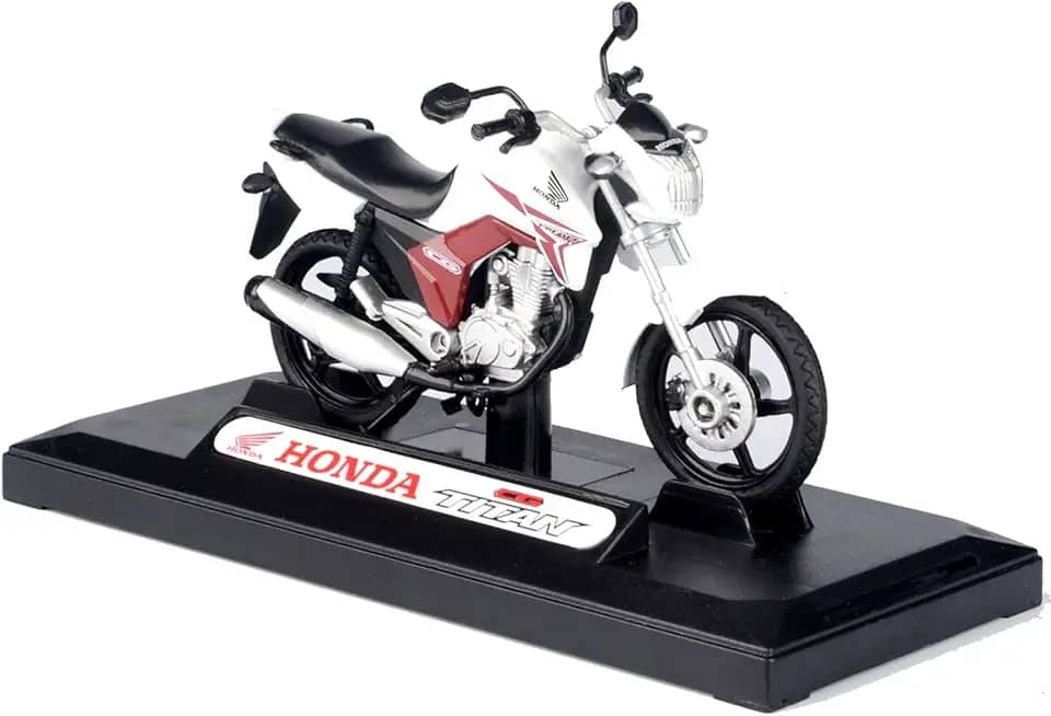 Miniatura - 1:18 - Moto Honda CG Titan 150 Branca - California Toys 71802