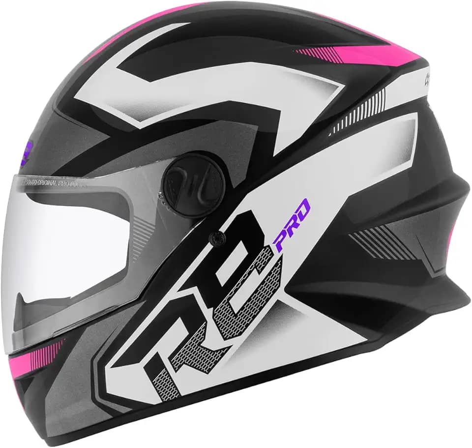 CAPACETE FECHADO PRO TORK R8 PRO BRILHANTE PRETO - ROSA TAM. 58