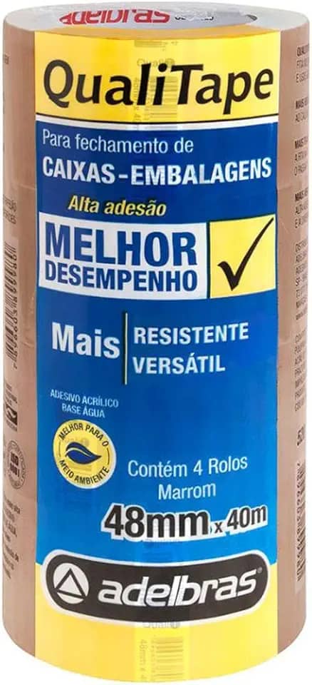 Fita para Empacotamento, Adelbras 0811000005, Marrom, Pacote de 4