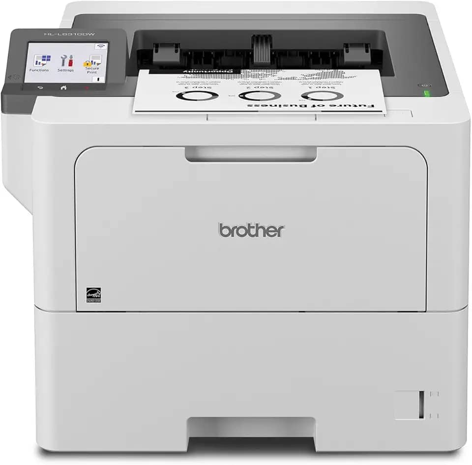 Brother Impressora a laser monocromática empresarial HL-L6310DW com impressão de baixo custo, rede sem fio e grande capacidade de papel, funciona com Alexa