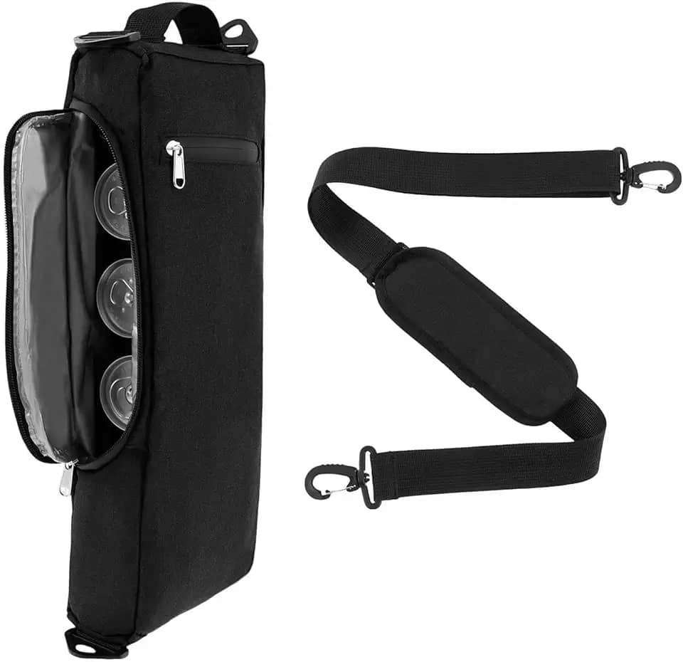 Bolsa térmica de golfe, bolsa térmica para cerveja, portátil, com alça de ombro, comporta 6 pacotes de latas ou 2 garrafas de vinho