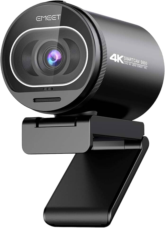 EMEET Webcam 4K para PC, webcam S600 com sensor Sony, 2 microfones de redução de ruído, FOV de 65° a 88°, foco automático TOF, capa de privacidade rotativa integrada, 1080p a 60FPS, ideal para