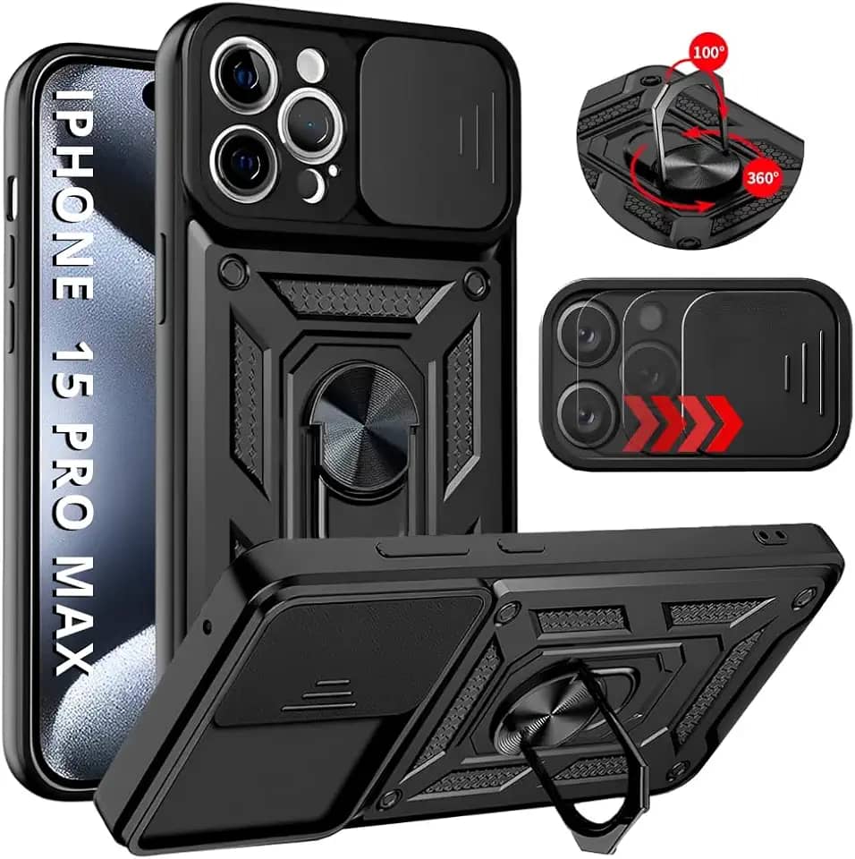 Capa Capinha Armor Anti Impacto Ring Luxo Para iphone 15 Pro Max (Tela 6.7) + Anel Giratorio + Proteção De Câmera - Proteção Militar