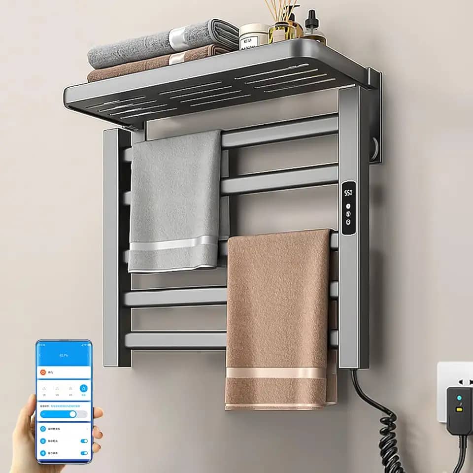 Toalheiro Termico 220v, Secador de Toalhas Eletrico Controlado Por Wi-Fi, Aquecedor de Toalha para Banheiroo, Toalheiro Térmico Elétrico com Desligamento Temporizado
