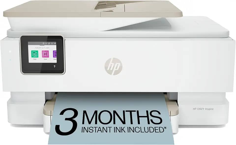 HP Impressora a jato de tinta colorida sem fio ENVY Inspire 7955e, impressão, digitalização, cópia, fácil configuração, impressão móvel, melhor para casa, teste de tinta instantânea de 3 meses