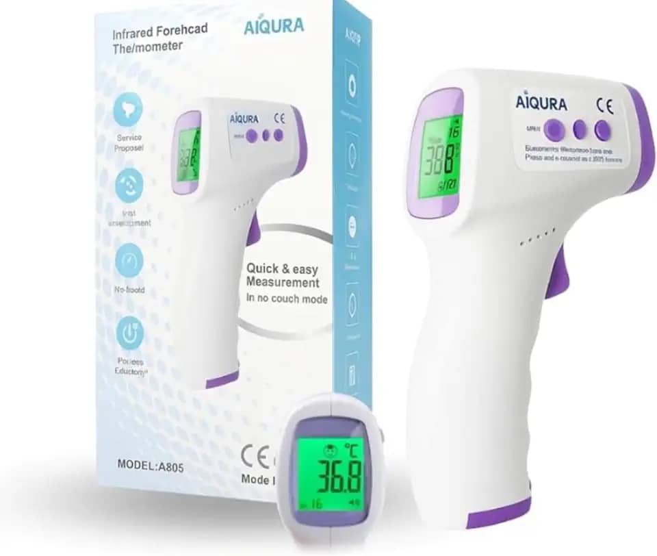 Termômetro Digital Infravermelho Sem Contato 3 em 1 – Alta Precisão, Para Testa, Corpo, Líquidos e Alimentos, Visor LCD e Alarme de Febre