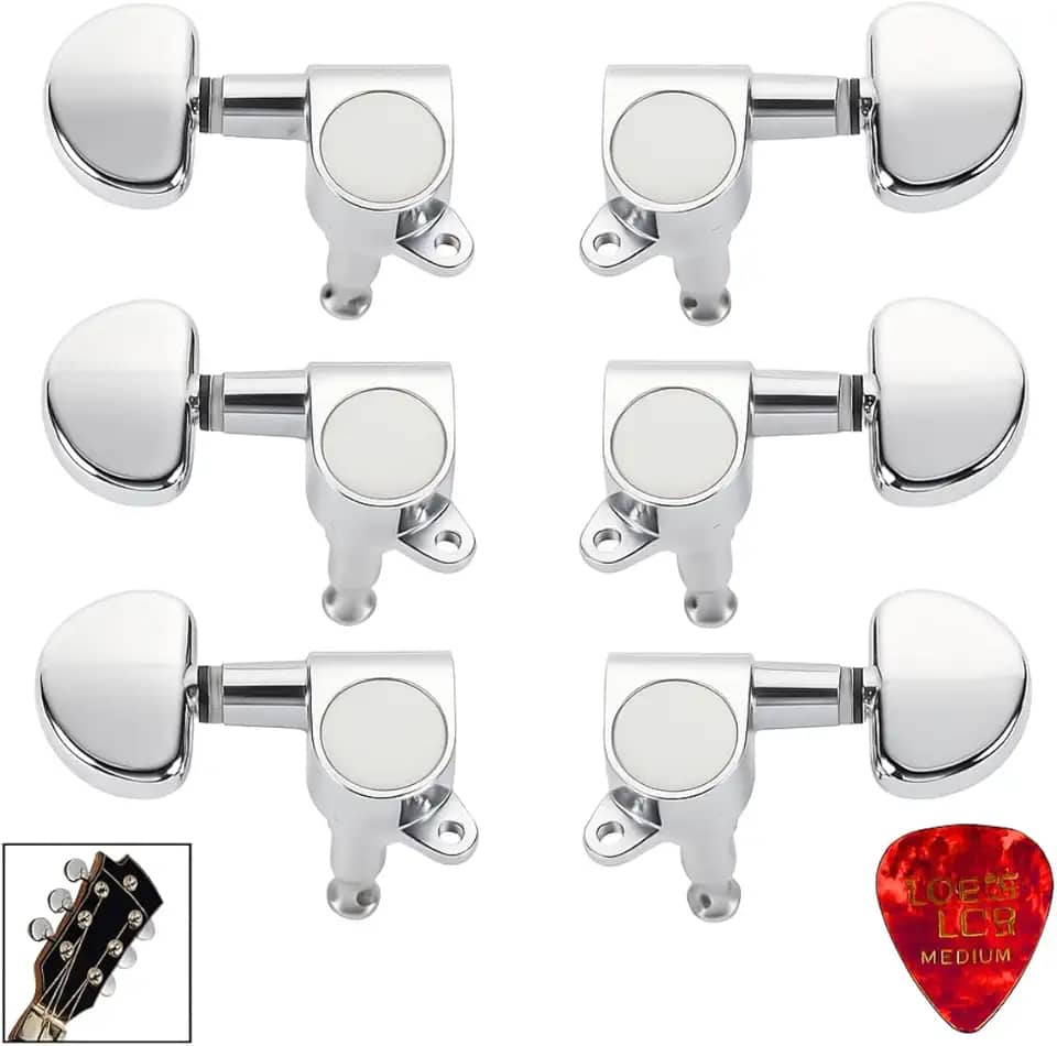 Jogo Tarraxa Blindada Violão 3+3 Pino Grosso Afinadores Reforçados Compatível Tagima/Strinberg, Engrenagem Óleo‑Metal, Instalação Fácil e Durabilidade Premium