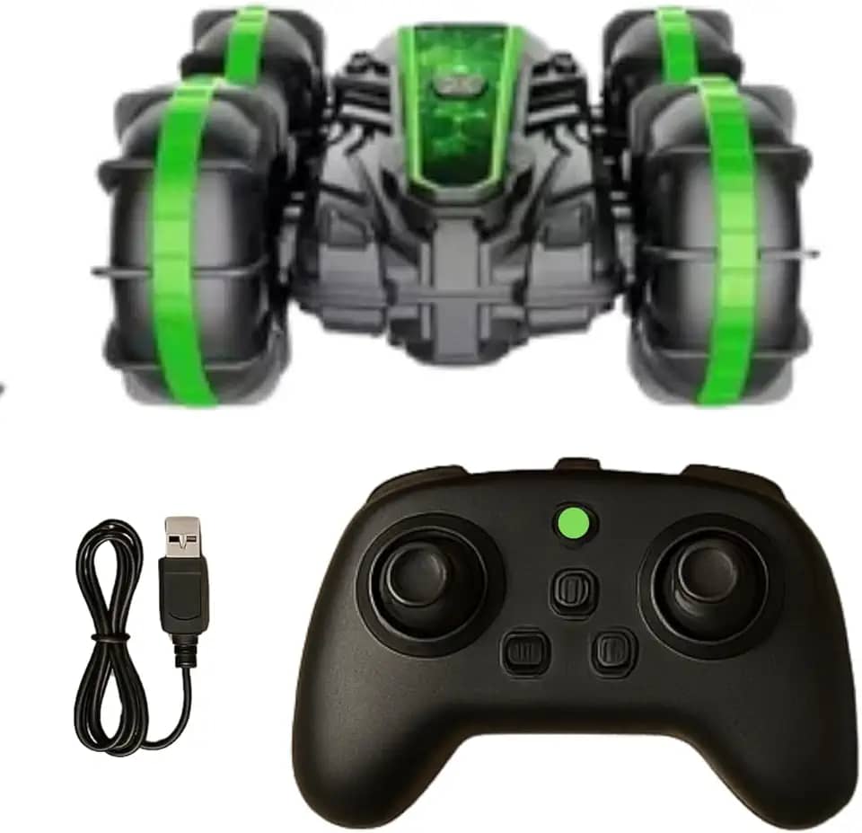 Carrinho Controle Remoto Anfíbio 4x4 Stunt Car À Prova d’Água – Roda na Água e Terra, Controle por Gestos + Convencional, Giros 360°, Presente Incrível para Crianças