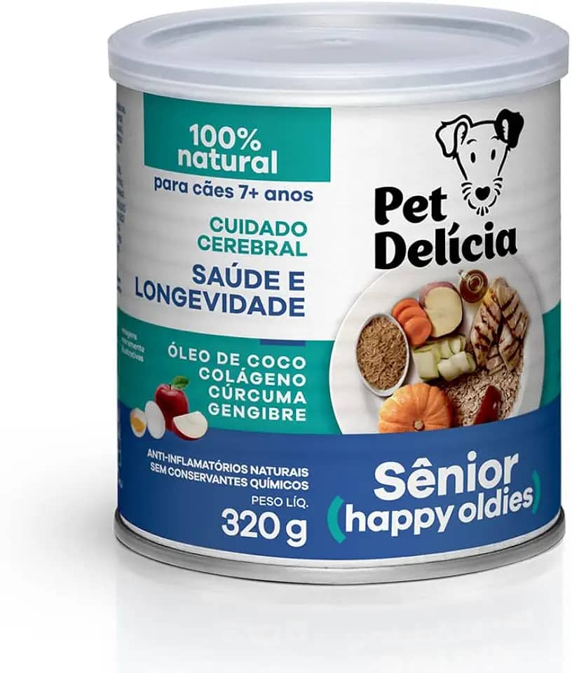 Pet Delícia Sênior +7 Anos com Colágeno Natural 320g Pet Delícia Raça Idosos, Sabor Frango 320g