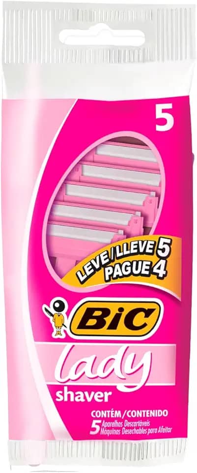 BIC, Depilador, Lady Shaver, Cabo Antideslizante, Rosa, Pague 4 Leve 5