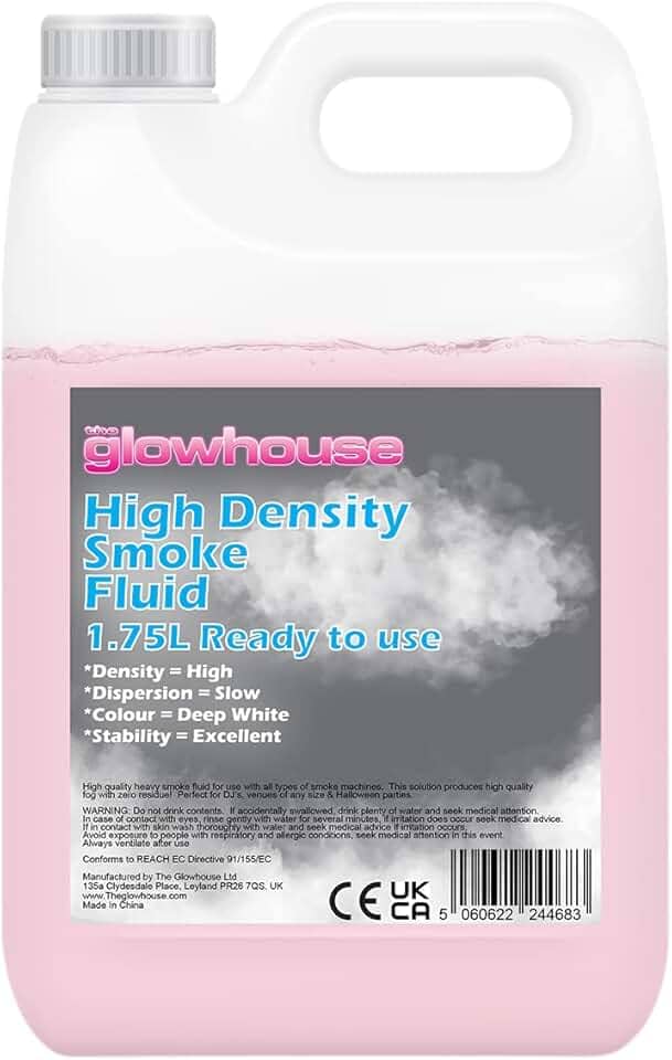 The Glowhouse Fluido de neblina de fumaça de alta densidade de longa duração DJ e Party Effect Mist Haze líquido para máquinas 1,75 litros