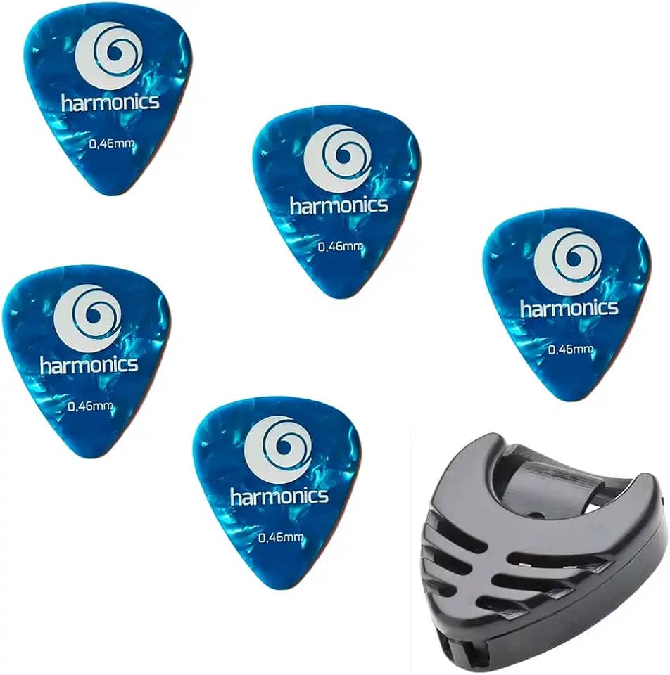 Palhetas De Guitarra Violão Harmonics 046 (5 UNIDADES) + Porta Palheta