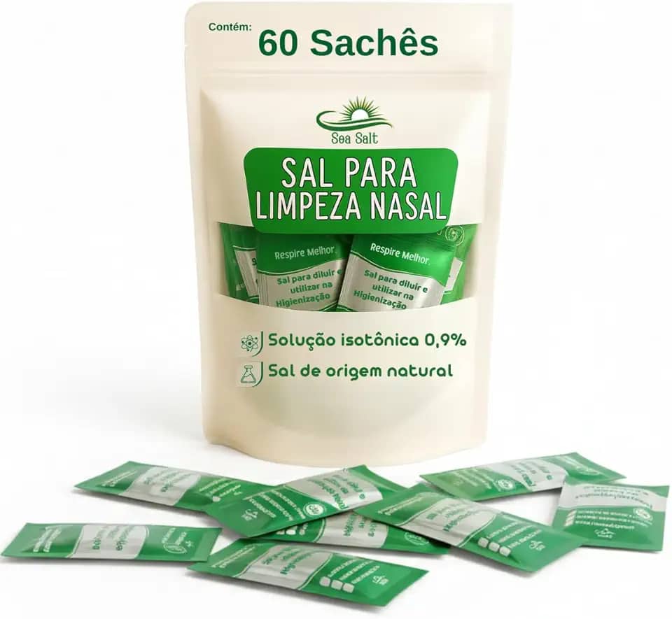 Kit C/60 Unidades Soro Fisiológico Sachê em Pó
