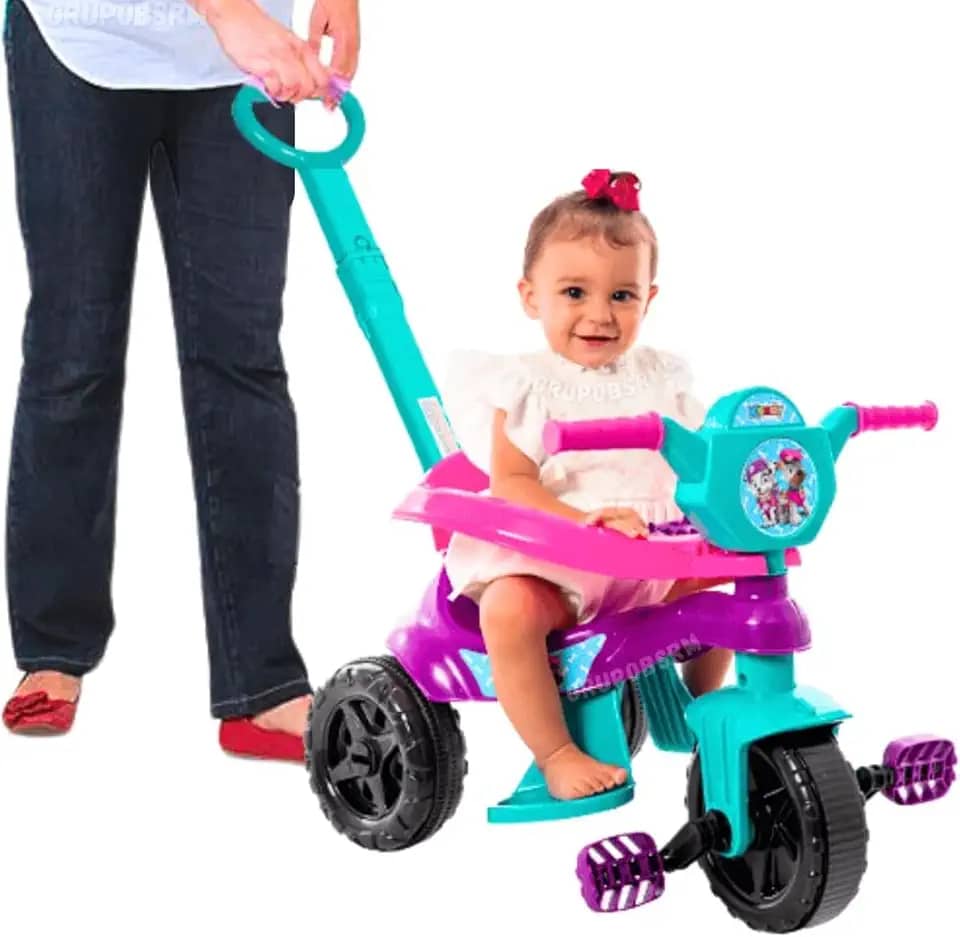 Triciclo Carrinho de passeio Andador para Bebê Diversos Modelos Confortáveis Seguro com acessórios removiveis Cestinha Buzina presente criança 1 ano menino menina 12 meses (Carrinho de passeio Menina)