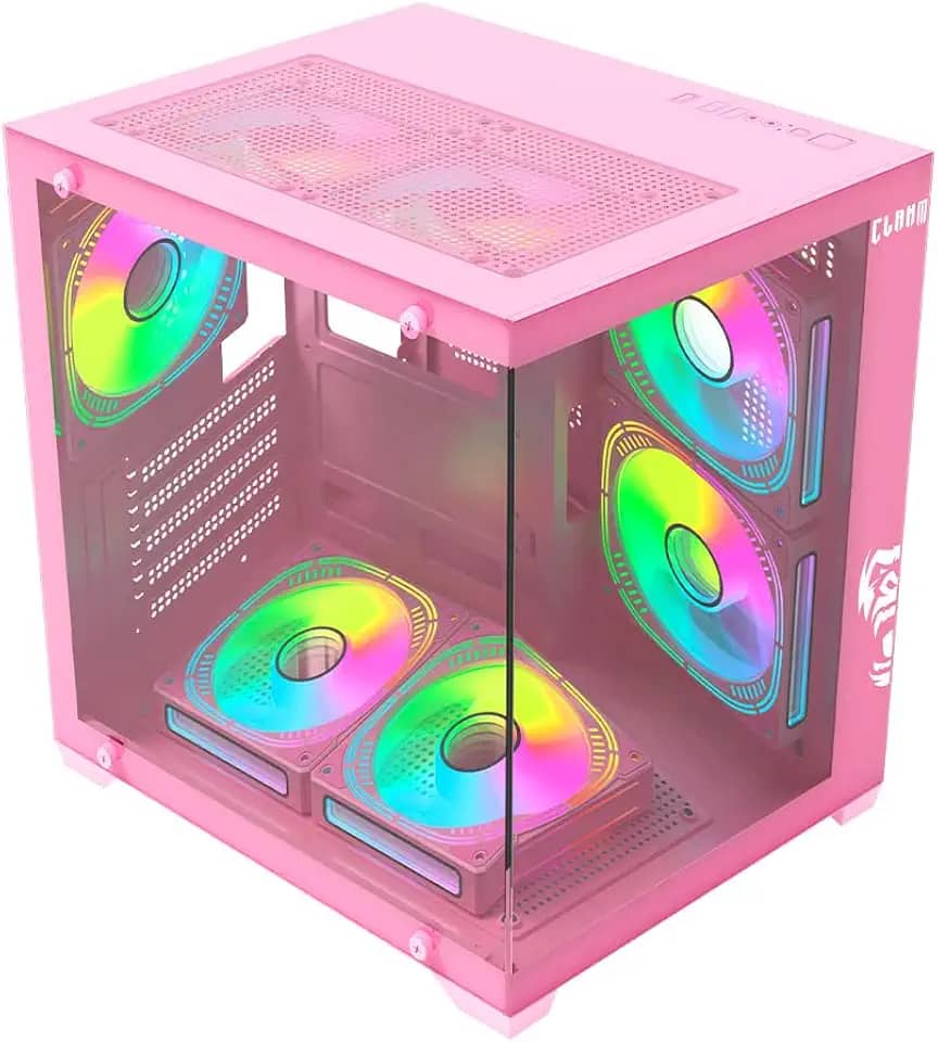 Gabinete Gamer Rosa Aquario Vidro - Candy