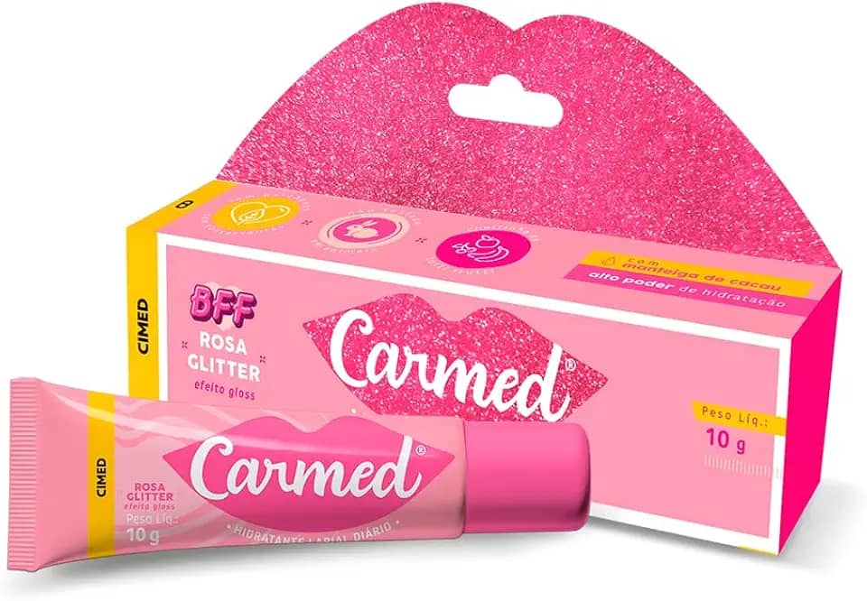 Carmed BFF Rosa Glitter Hidratante Labial com cor 10g
