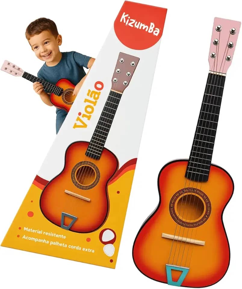 Mini Violão Semi Profissional Para Crianças Infantil Corda Em Aço Acústico Instrumento Musical Kizumba
