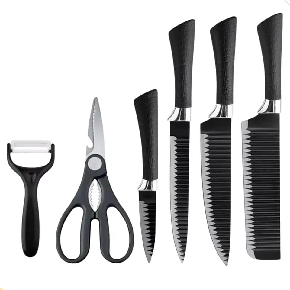 Jogo De Facas 6 Peças Tesoura Ralador Cozinha Chef Churrasco Linha Premium Mundo Compras