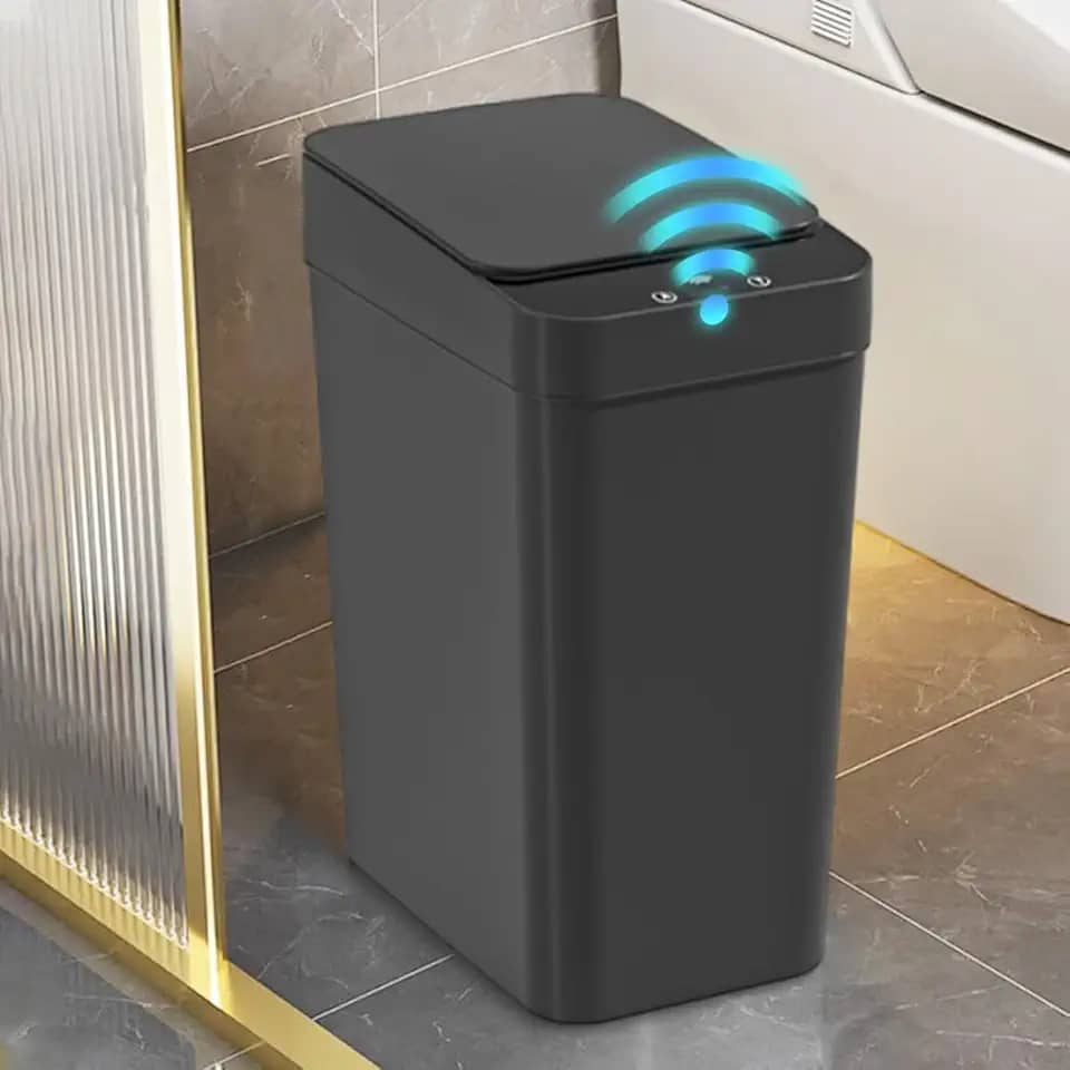 Lixeiras Automáticas com Sensor – Opções de 12L, 18L e 20L com 3 Modos Inteligentes de Abertura e Fechamento para Cozinha, Banheiro e Escritório (Preto 12L - 3 Modos)