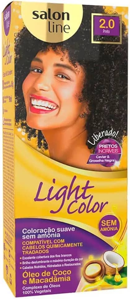 Salon Line, Coloração Suave, Light Color, 2.0 Preto, Não Vegano - Para Todos os Tipos de Cabelo