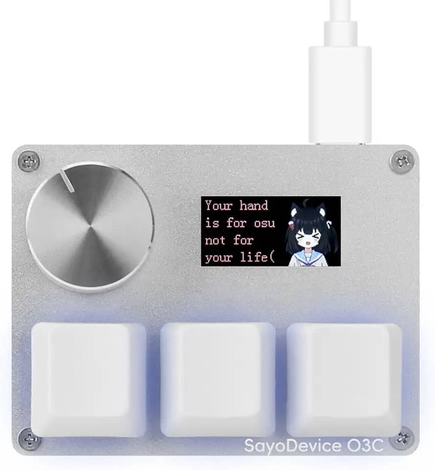 Sayo Device O3C Teclado para jogos personalizado, teclado de gatilho rápido, interruptores magnéticos com botão e tela, plug-and-play, copiar colar, branco