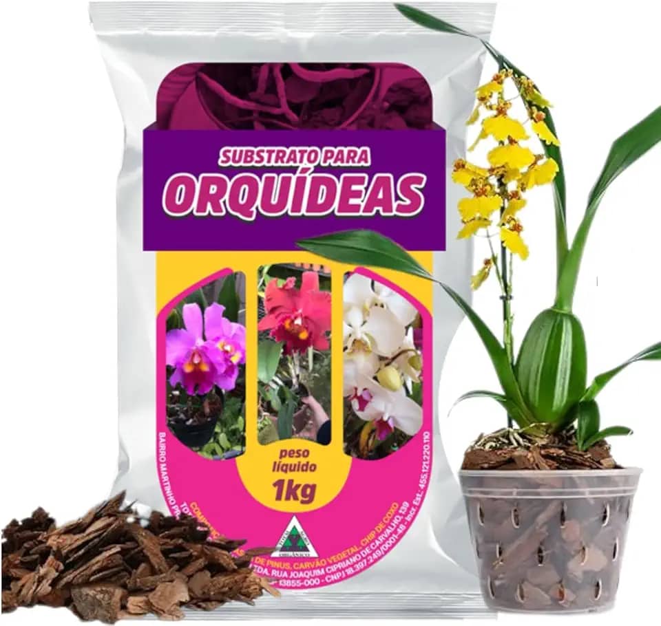 Substrato Para Orquídeas 1kg Casca de Pinus Carvão Vegetal Chip de Coco Total Agro