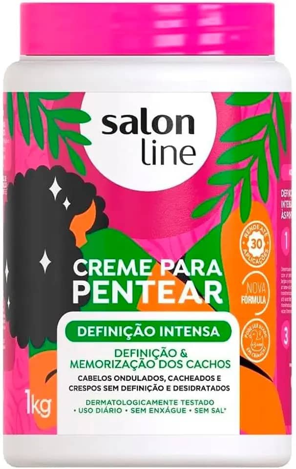 Salon Line, Creme de Pentear, Definição Intensa, Ação Hidratante, Brilho Intenso - Cabelos Ondulados, Cacheados e Crespos, 1 Kg