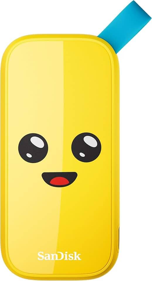 SanDisk SSD portátil Fortnite de 1 TB - até 800 MB/s, USB-C, USB 3.2 geração 2, proteção contra quedas, edição Peely - SDSSDE30-2T00-G25F