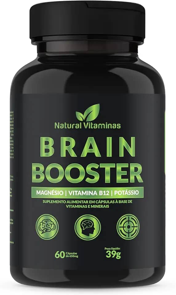 Complexo B, Biotina, Magnésio, Cálcio, Zinco e mais Vitaminas Bain Booster - 1 Pote com 60 Cápsulas de 650mg
