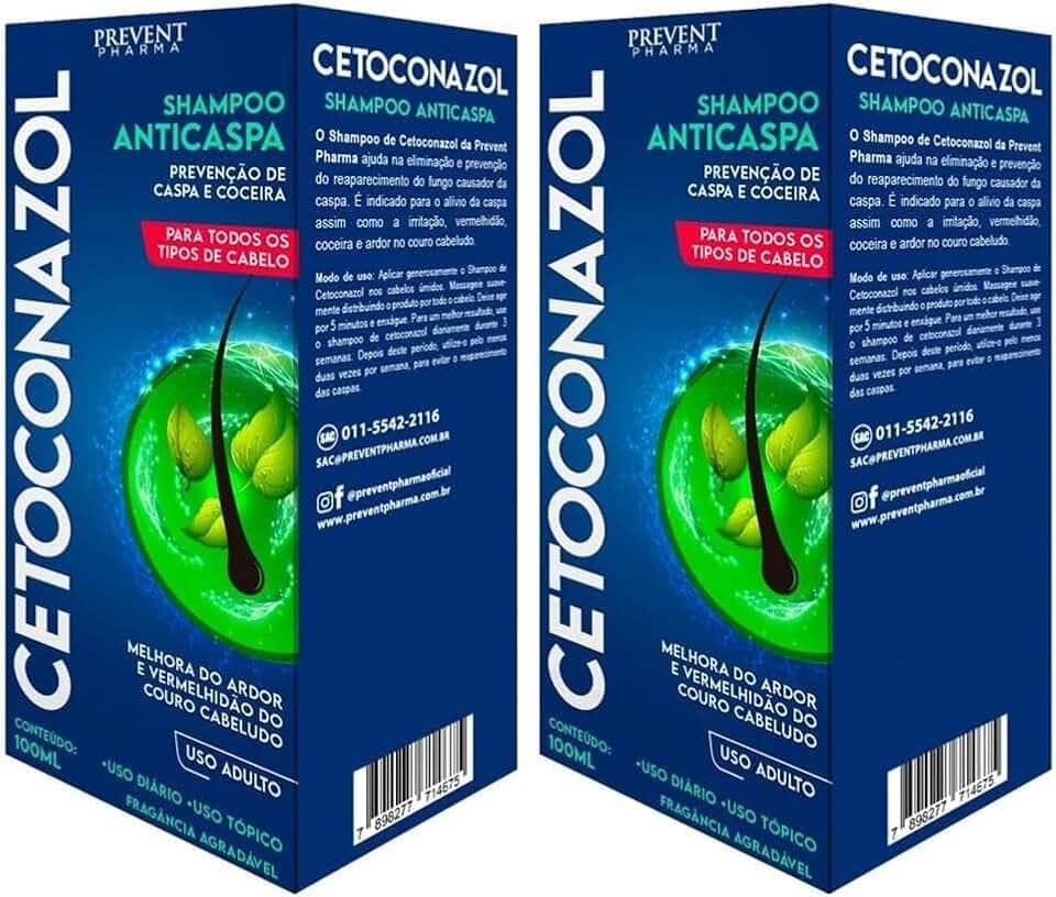 Kit 2 Shampoo Cetoconazol Prevenção Anticaspa Coceira Vermelhidão 100ml