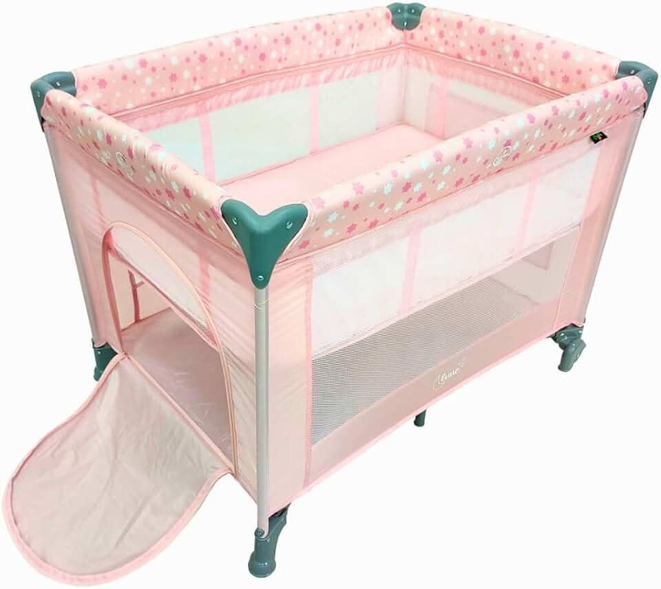 Berço Portátil Infantil Cercado Desmontável Lune Maxi Baby (Rosa)
