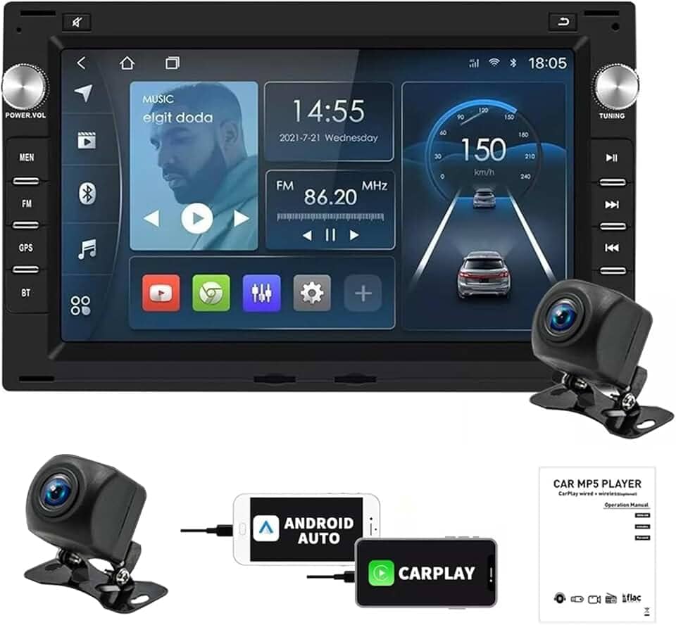Multimídia para Carro, Android 8.1, som automotivo de 7 polegadas, GPS, Bluetoothe e tela sensível ao toque, Compatível com VW Polo, Gol, Jetta A4 e Seat Ibiza e outros