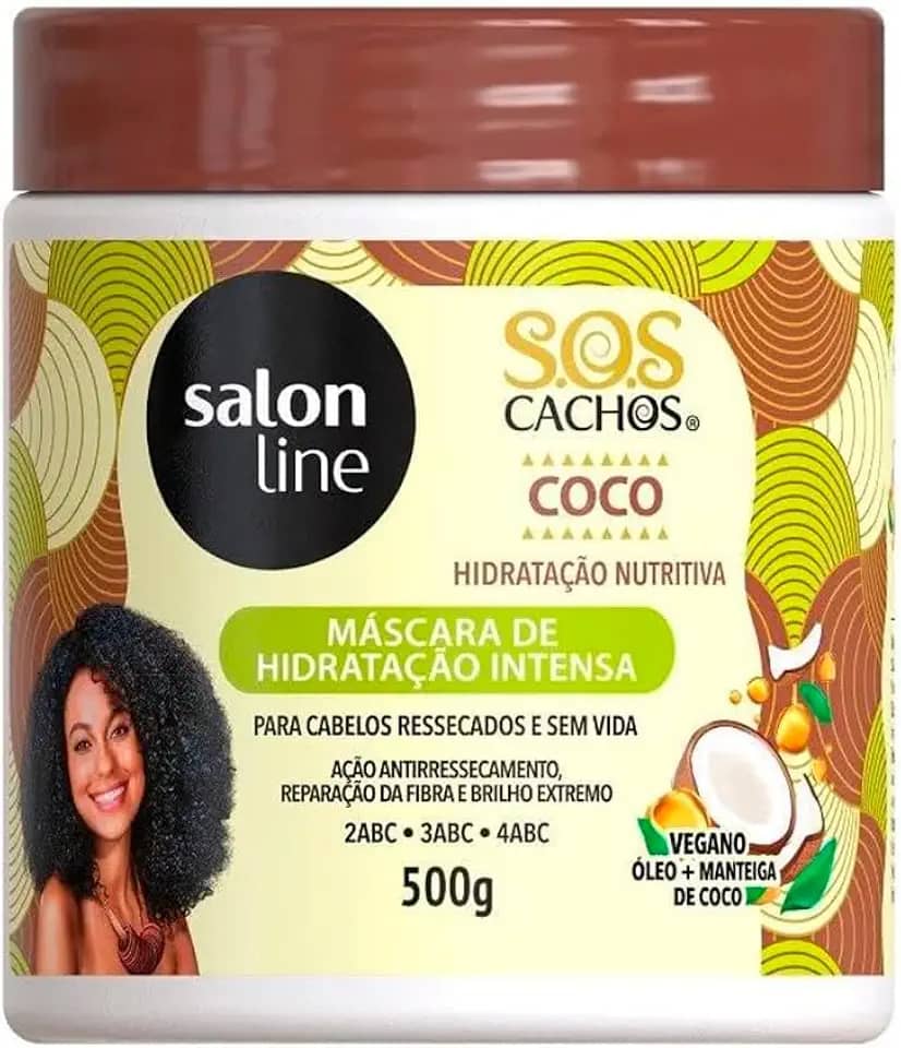 Salon Line, Máscara Capilar, SOS Cachos, Coco, Hidratação Nutritiva, Vegano - Cabelos Ondulados, Cacheados e Crespos, 1 Kg (A embalagem pode variar)