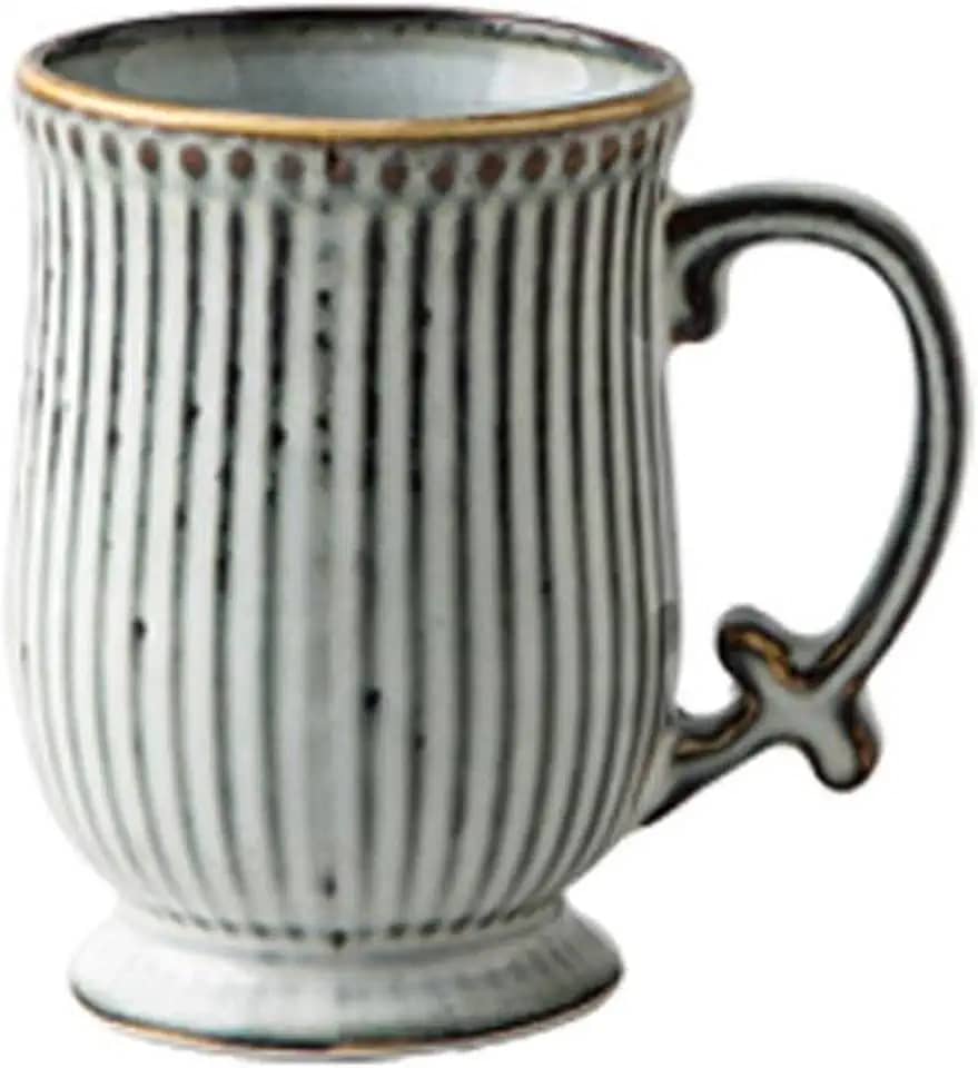 Copo de água, caneca listrada, xícara de café latte, copo de água de cerâmica, caneca multifuncional para escritório, casa, perfeita para chá, café com leite, expresso, copo de bebida quente