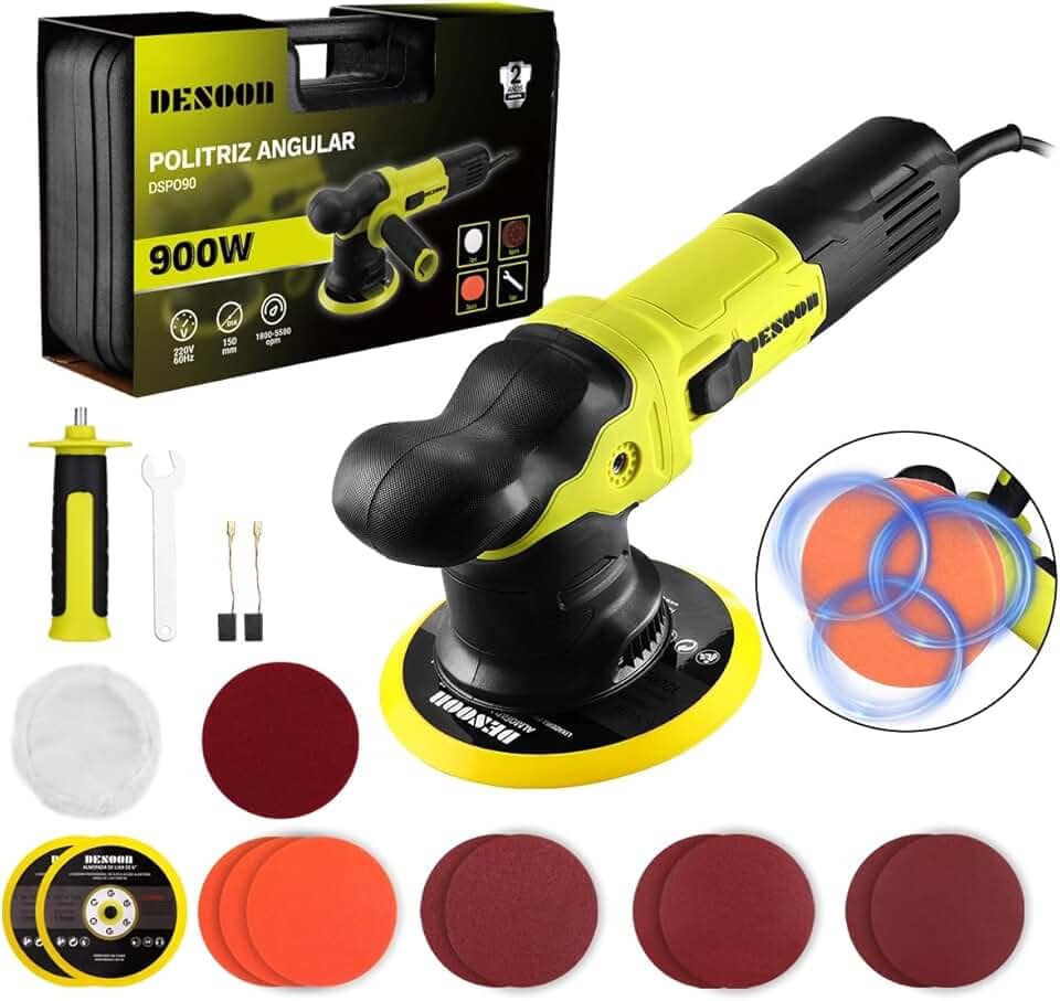 Politriz Roto Orbital Profissional 900W 220V Elétrica Lixadeira Polidor 5500rpm 150MM Polir Lixar Carro Azulejo Madeira Com Acessórios