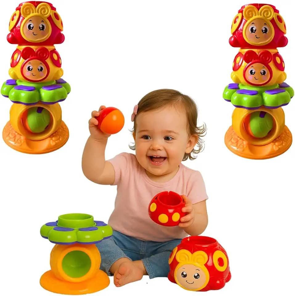 Brinquedo Educativo Joga Bolinha Joaninha Encaixar Monta Desmonta Colorido Brinquedos Para Bebe 1 ano