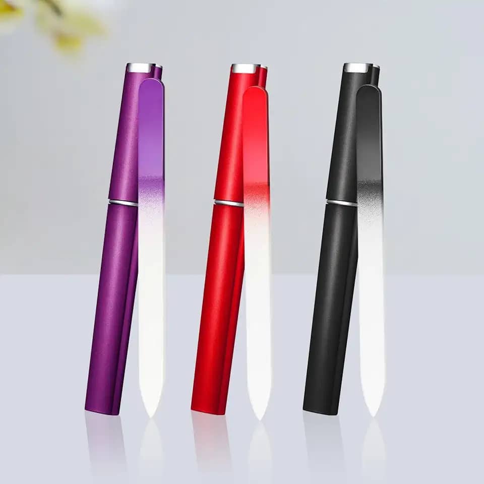 Generic Lixa de unha de vidro, pacote com 3 lixas de cristal de dupla face para unhas naturais e acrílicas