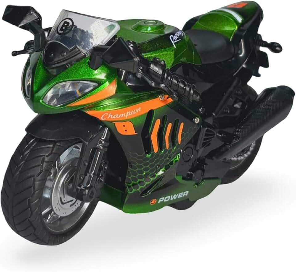 Miniatura Moto Esportiva Corrida Metal C/Som E Fricção Brinquedo (Verde)