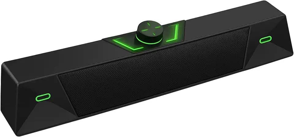Soundbar Caixa de Som Gamer Compacta 7W RMS, Iluminação LED, USB 5V, Controle de Volume, Ideal para PC, Notebook e Smart TV Com Entrada P2 3,5mm