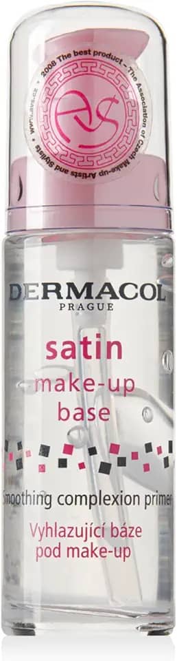 Primer facial transparente Dermacol Satin Makeup Base, pele aveludada, cobre rugas e poros, para pele oleosa, seca e mista, fácil de aplicar, pele pronta para a base (30 ml)