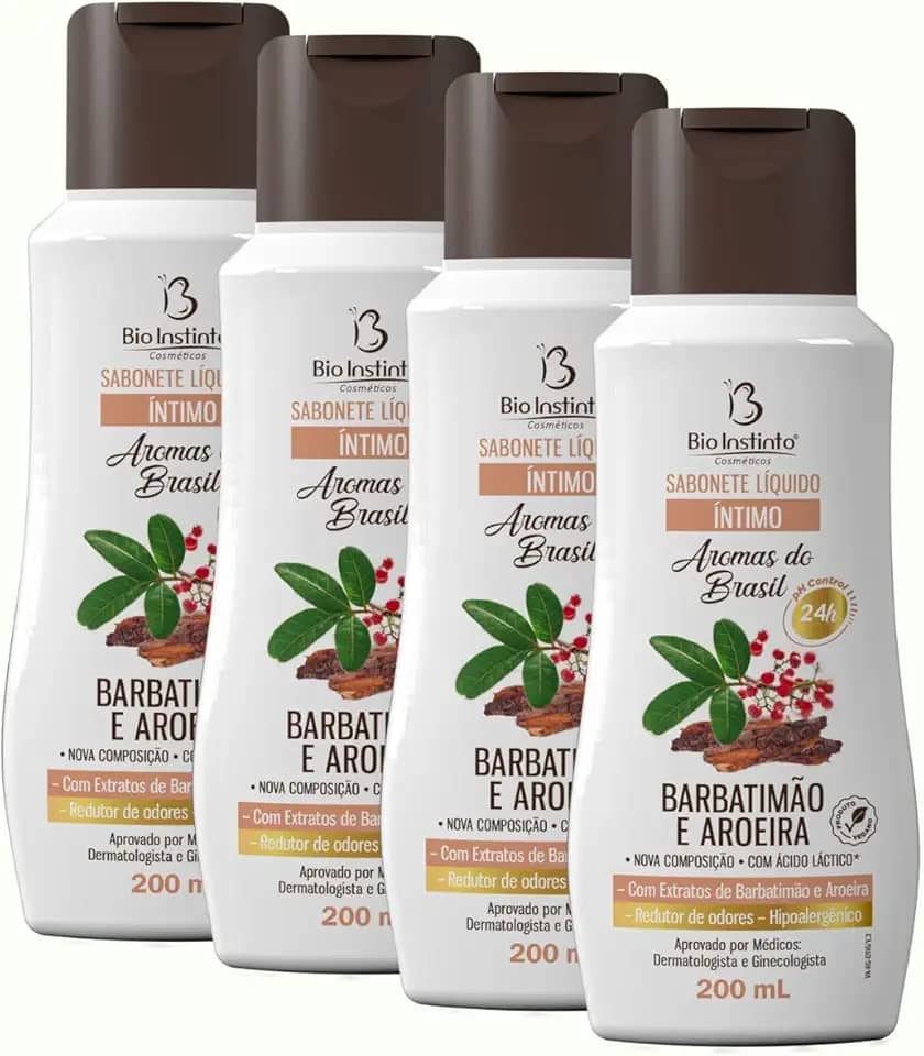 4 UNDs Sabonete Íntimo Líquido Barbatimão e Aroeira 200ml Bio Instinto
