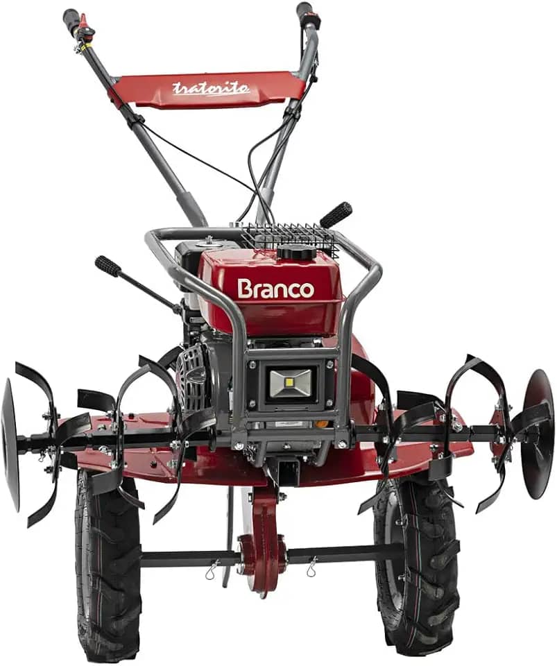 Motocultivador Arador Tratorito com Enxada Rotativa 7,5 cv Branco Com 24 lâminas, largura de corte de 800 mm e profundidade ajustável entre 150 e 300 mm