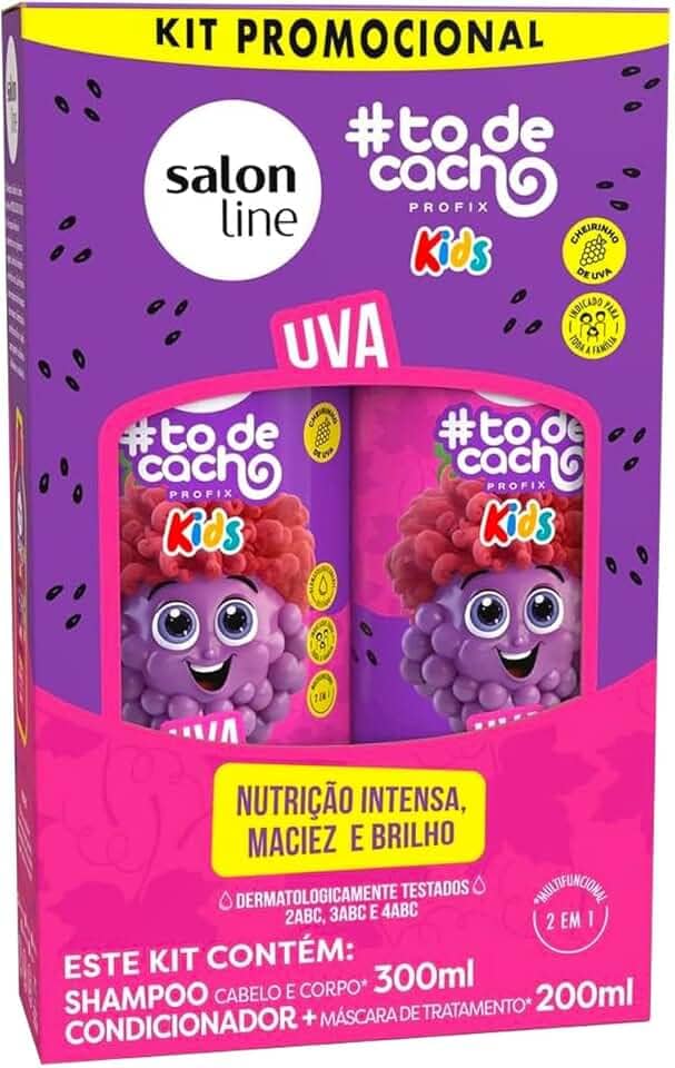 Salon Line, Kit Shampoo e Condicionador, #todecacho Kids, Uva, Vegano - Para Cabelos Ondulados, Cacheados e Crespos