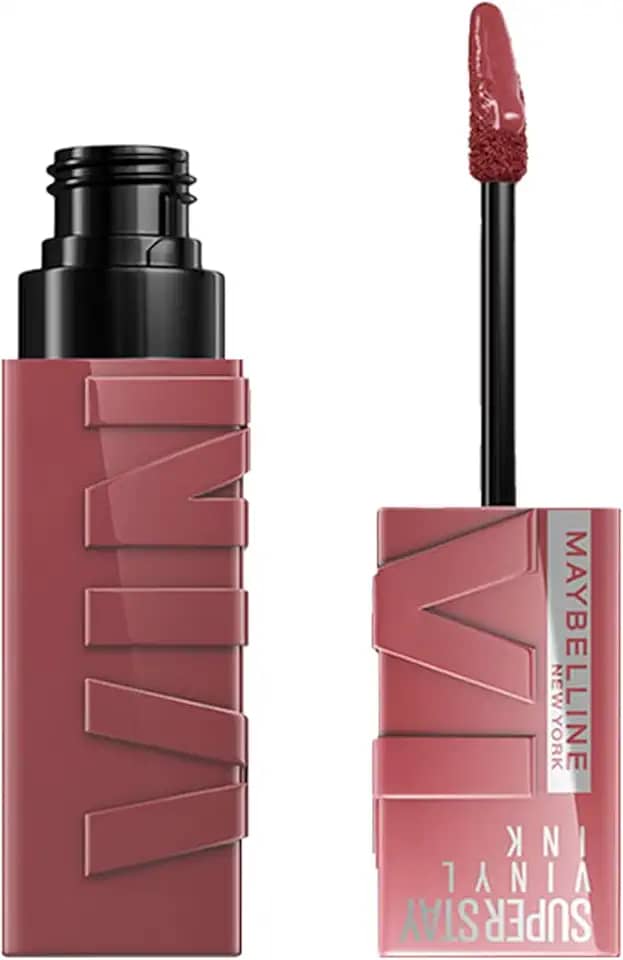 Maybelline NY SuperStay Vinyl Ink Batom Líquido, Longa Duração, Acabamento Vinil Espelhado e Efeito Gloss, Brilho Instantâneo, Conforto para os Lábios, Fórmula Vegana, Cor Witty 4,2ml