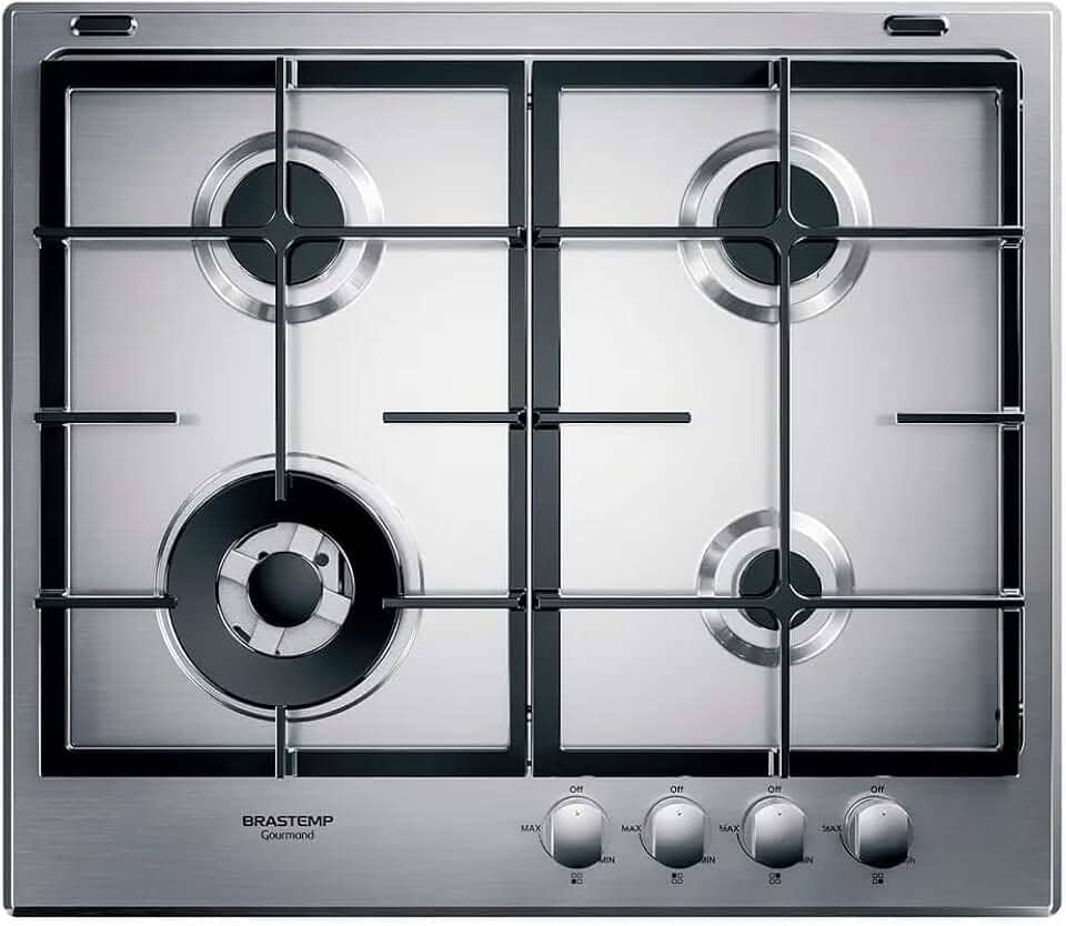 Cooktop 4 bocas Brastemp Gourmand Inox com duplachama e trempe com ferro fundido - BDK60DR 220V