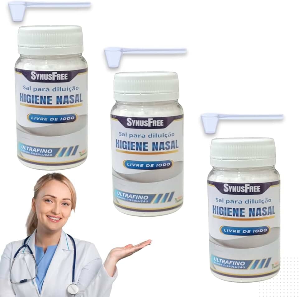 Synusfree Kit com 3un 100g Sal Lavagem Nasal Soro Fisiológico Higiene Ultrafino