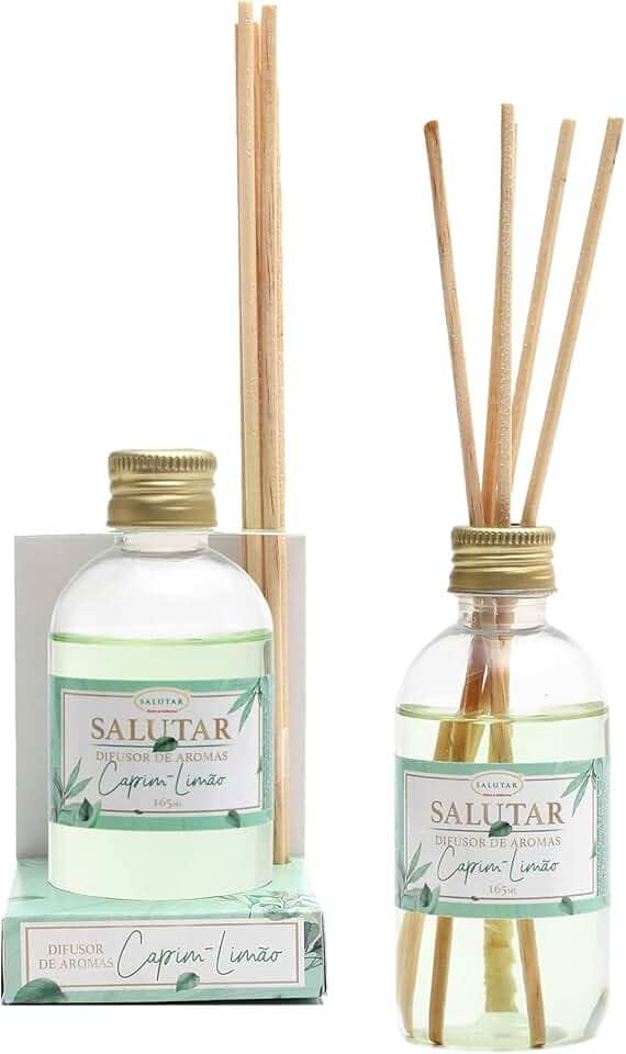 Aromatizador de Ambiente Capim-Limão 165 ml Difusor com 5 Varetas, Salutar