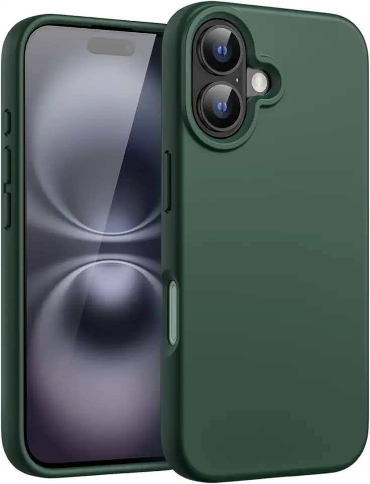 JETech Capa Silicone Líquido para iPhone 16 6,1 Polegadas, Case Protetora de Corpo Inteiro com Toque Macio e Sedoso, Capinha Antirriscos com Forro de Microfibra (Verde Meia-Noite)